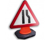 Road Narrows Offside Cone Sign 750mm